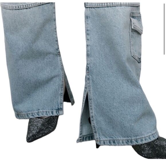 ZARA Split Cargo Mid Rise Jeans SIZE 4 - Picture 4 of 9